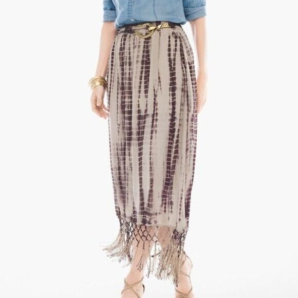 Chico's Tie-Dye Fringe Maxi Skirt - Picture 1 of 11